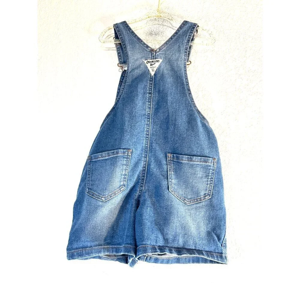 Oshkosh Toddler Girls Overalls Jean Flower Print Pockets Size 4T - Picture 2 of 6